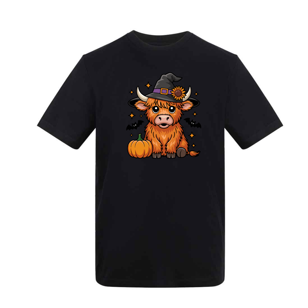 Adult Halloween Witchy Highland Cow T-Shirt