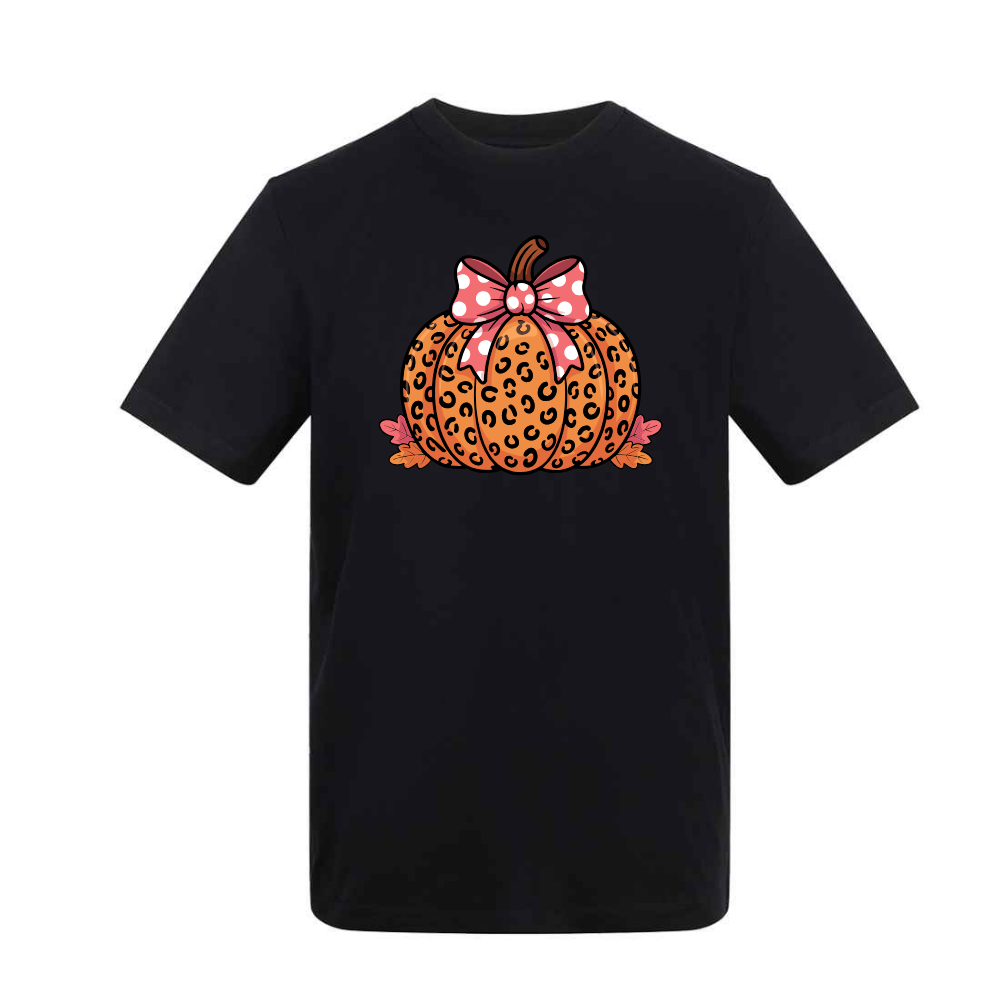 Adult Halloween Leopard Print Pumpkin T-Shirt