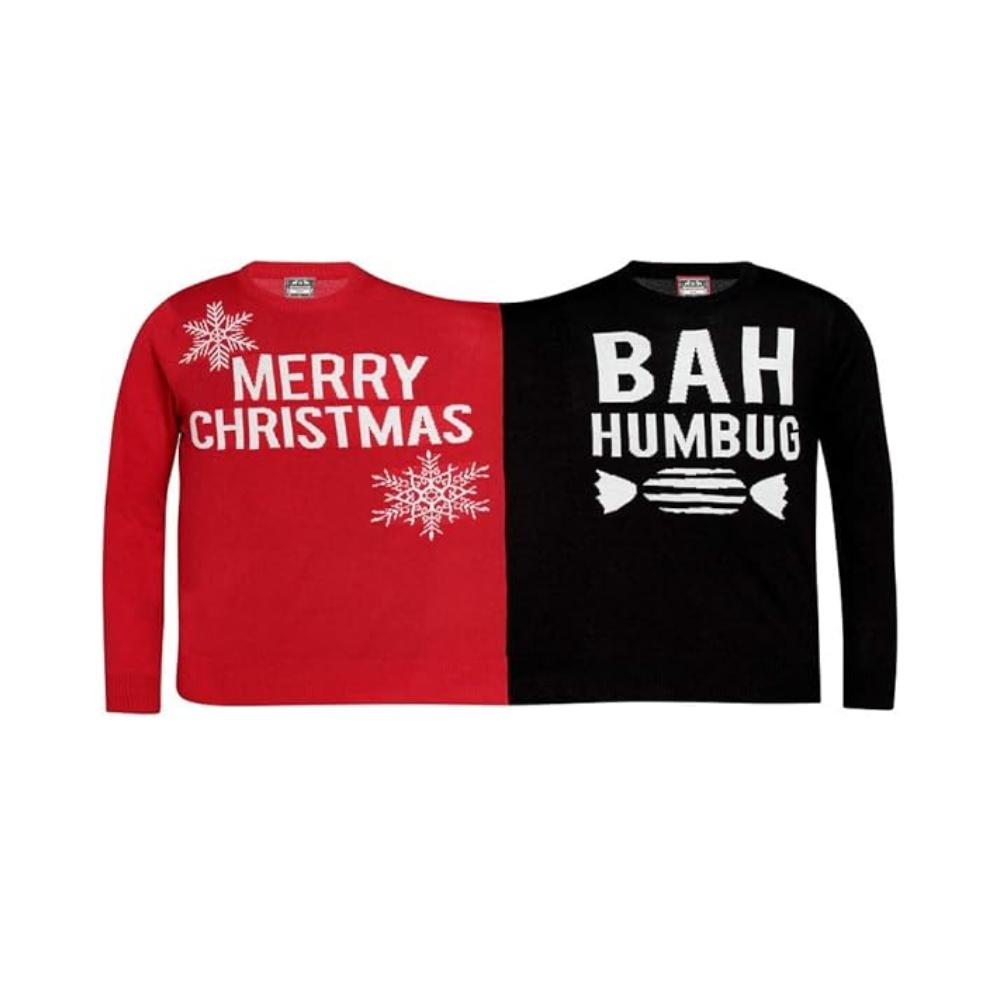 Christmas Doubles Jumper - Bah Humbug & Merry Christmas (One Size)
