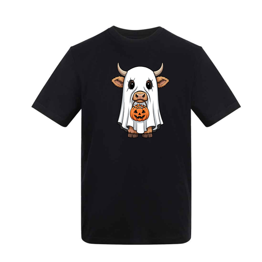 Adult Halloween Highland Cow Ghost T-Shirt